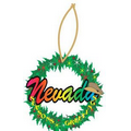 Nevada w/ Cowboy Hat Wreath Ornament w/ Clear Mirror Back (3 Sq. Inch)